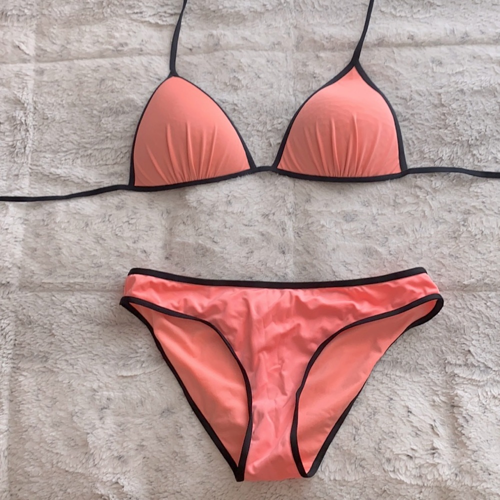 h&m hot pink bathing suit set. size: small